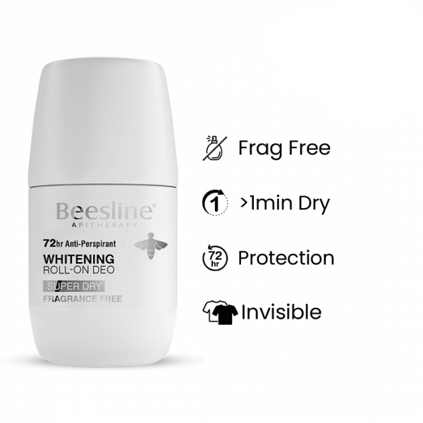 Beesline - Whitening Roll On Deo Super Dry Fragrance Free - ORAS OFFICIAL