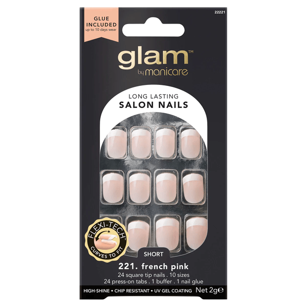 Manicare - Glam Long Lasting Salon Nails 221.French Pink - ORAS OFFICIAL