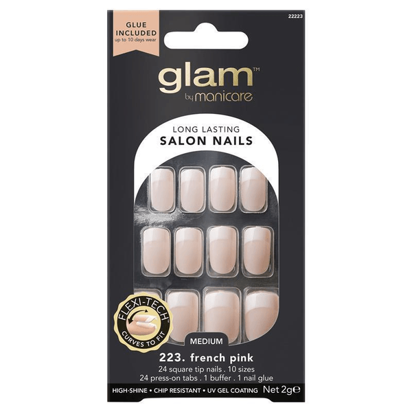 Manicare - Glam Long Lasting Salon Nails 223.French Pink - ORAS OFFICIAL