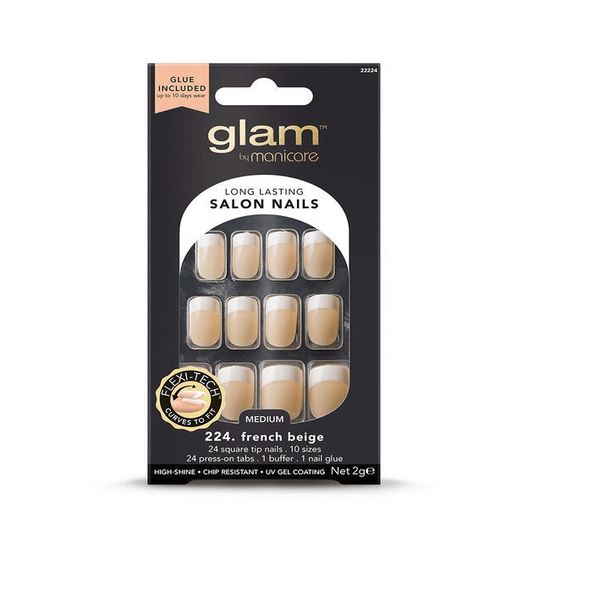 Manicare - Glam Long Lasting Salon Nails 224.French Beige - ORAS OFFICIAL